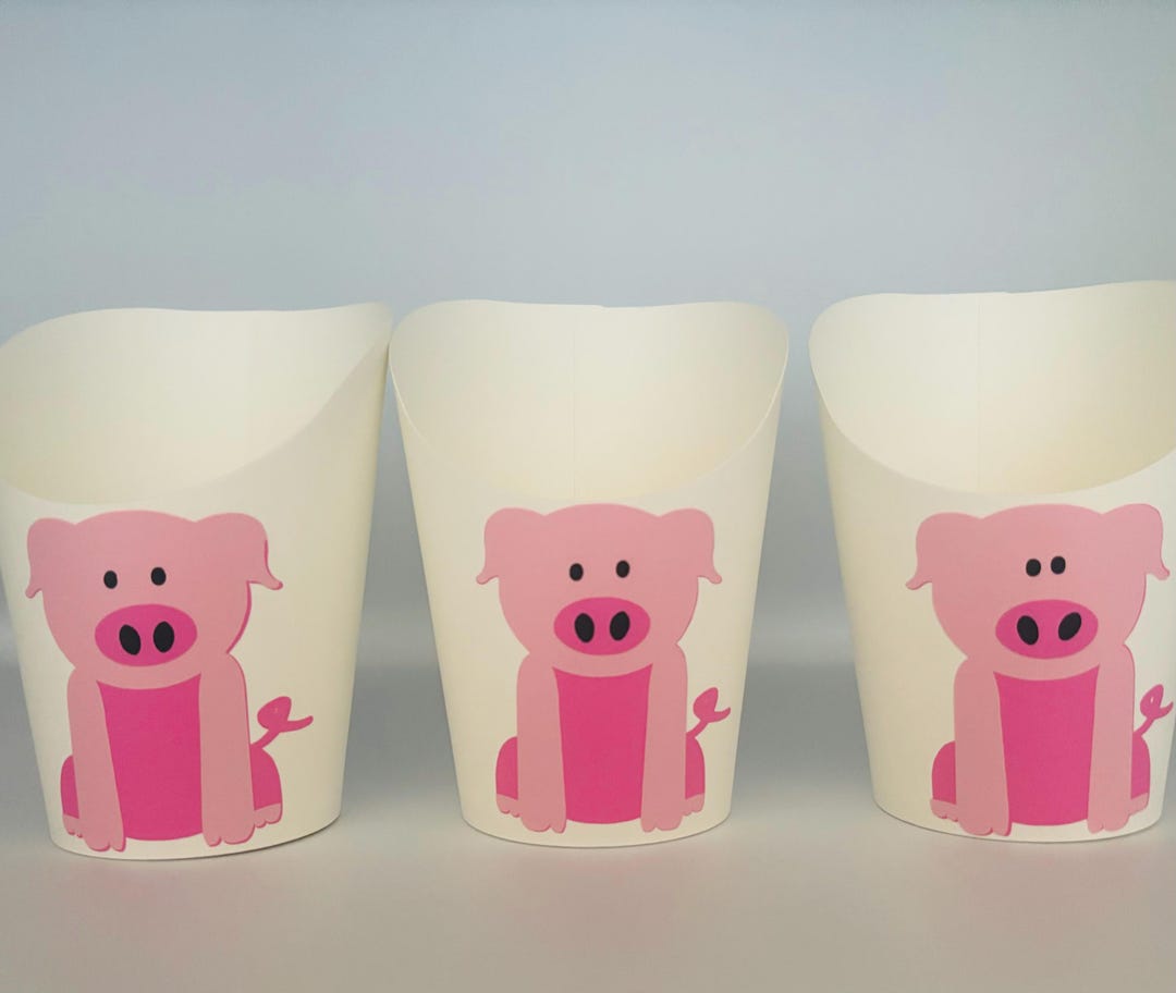 Pig Farm Party Snack Cups, Pig Party Snack Cups, Girly Farm Party, Pink ...