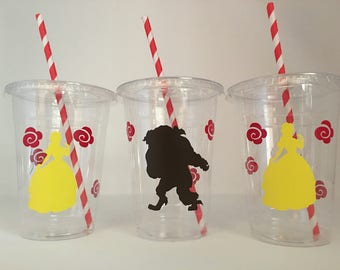 Beauty and the Beast Party Cups,Belle Birthday Party,Belle Party Favors, Beauty and the Beast Supplies, Belle Birthday Favor,Disposable