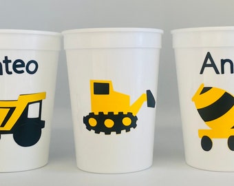 Construction party cups, Construction birthday party, Tool Party, Construction Party Favors, Construction Baby Shower, Reusable