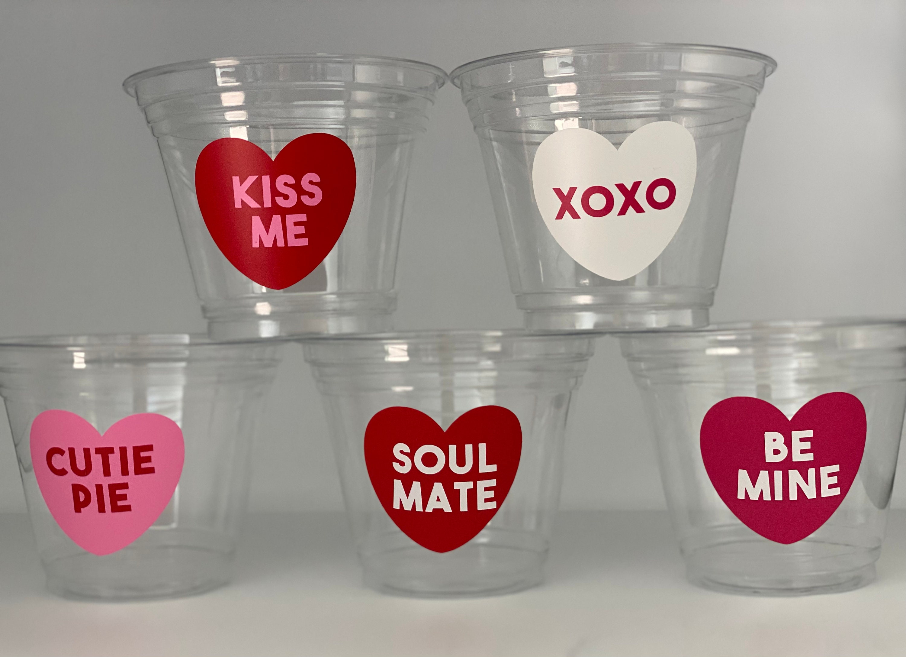 Valentine Party Cups, Valentine Birthday Party Cups, Valentine Favors 