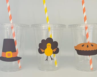 Thanksgiving party cups, Thanksgiving Kids Cups, Pilgrim Party Cups, Thanksgiving Party Supplies, Thanksgiving Kids Table,Turkey Party favor