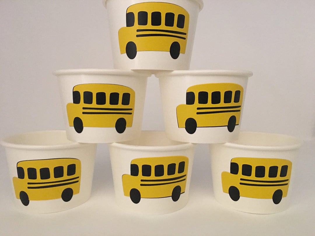 Bus Party Snack Cups, Bus Birthday Party Snack Cups, School Party Snack