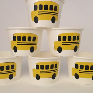 Bus Party Snack Cups, Bus Birthday Party Snack Cups, School Party Snack Cups, Back to School Party, Bus Party Favors, Teacher Appreciation