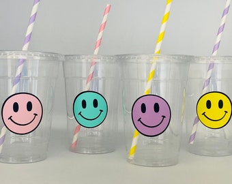Pastel smile Party, 1st Birthday, Smile Face Party, Smile face Birthday Party, Party Supplies, Disposable Party Cups, Party Favors