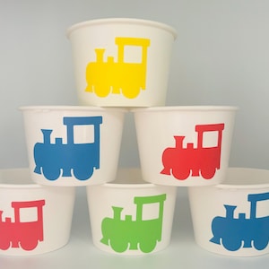 Train Party Snack Cups, Train Birthday Party Snack Cups, Train Baby Shower, Vintage train Party cups, Train Party favors, Choo choo party