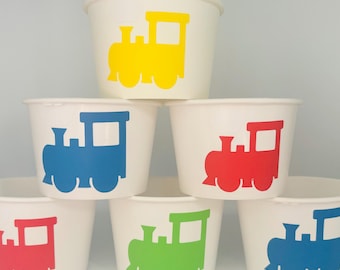Train Party Snack Cups, Train Birthday Party Snack Cups, Train Baby Shower, Vintage train Party cups, Train Party favors, Choo choo party