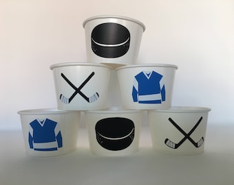 Hockey Party Snack Cups, Hockey Birthday Party Snack Cups, Sports Party Cups, Hockey Baby Shower Snack Cups, Hockey Party Supplies, Favors