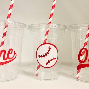 Vasos para fiesta de béisbol, cumpleaños de béisbol, novato del año, primer cumpleaños, béisbol del primer cumpleaños, suministros para fiestas de béisbol, ligas menores, uno