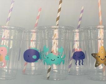 Under the Sea Party cups, Mermaid party cups, Ocean Party Cups, Fish party Cups, Under the sea baby shower, Ocean Baby Shower, Disposable