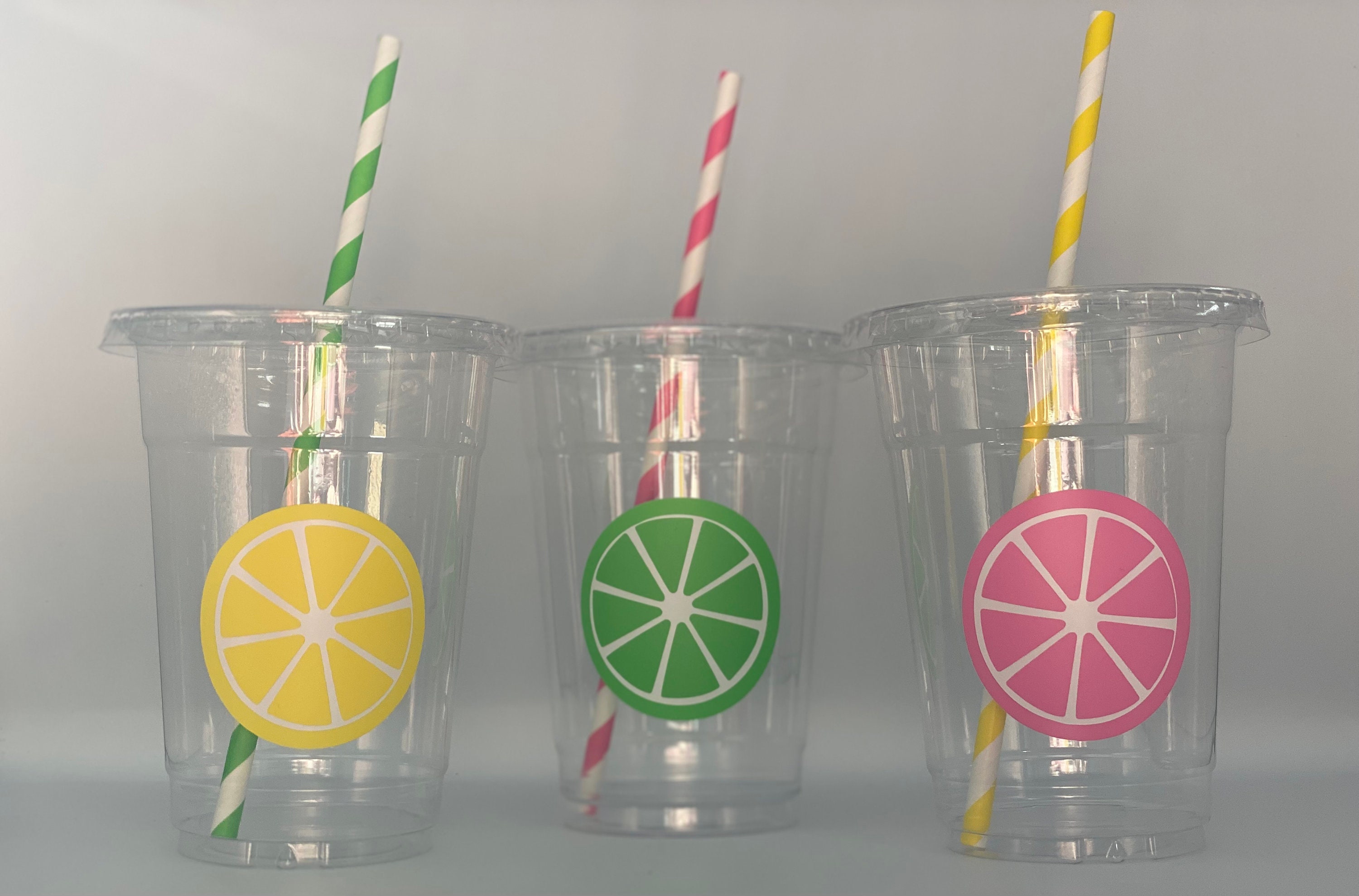 Lemon Mango Cup Straw Toppers set of 3 for Tumbler, Straw Cup