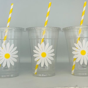 Daisy Party cups, Daisy Birthday Party Cups, Flower Party Cups, Daisy Baby Shower Party Cups, Daisy Party Favors, Flower Party  Disposable