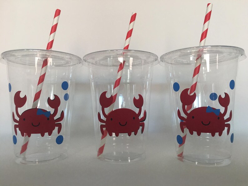 Crab Party Cups Crab Birthday Party Cups Ocean Party Cups Etsy