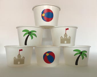 Beach Party Snack Cups, Beach Birthday Party Snack Cups, Ocean Party Cups, Ocean Birthday Cups, Beach Baby Shower, Pool Party Snack Cups