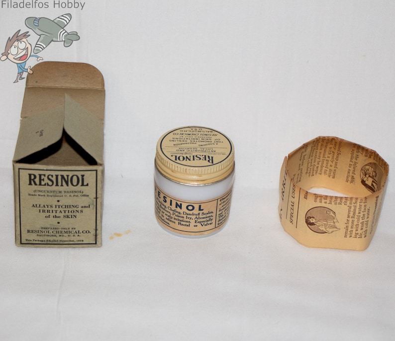 Resinol Milk Glass Medicine Bottle Jar 1933 W/ Box Etsy