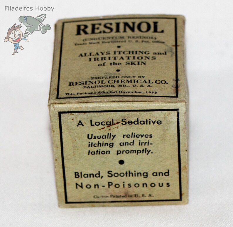 Resinol Milk Glass Medicine Bottle Jar 1933 W/ Box Etsy