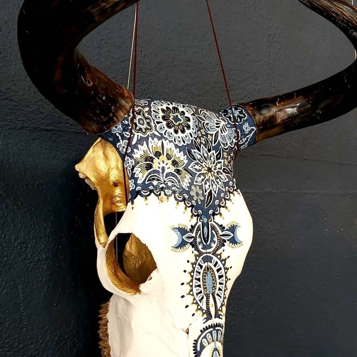 Hand-painted Steer Skulls. Beautiful Bespoke Uniquely - Etsy