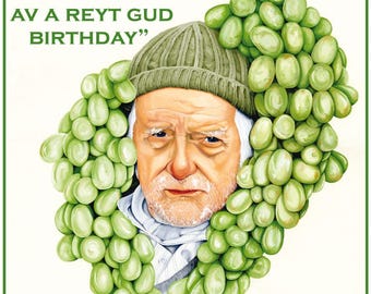 Birthday Card, Yorkshire, Last of the Summer Wine, Compo, Bill Owen, Greeting card, from an original painting by Diane Barker.