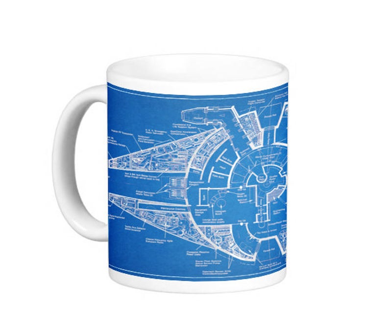 Millenium Falcon Blueprint Mug. Star Wars inspired. image 1
