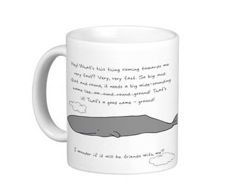 Whale and Petunias Mug. Inspired by Hitchhiker's Guide to the Galaxy.