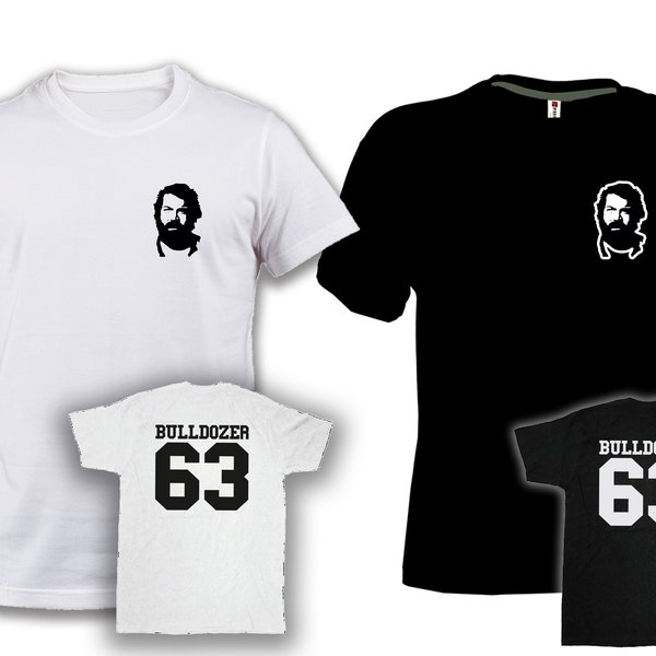 Bud Spencer T-Shirt ausgezeichnete weiße oder schwarze Baumwollfolie Bulldozer 63 Herz und Rückendruck