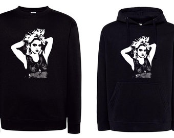Madonna black unisex singer sweatshirt with and without pop music hood