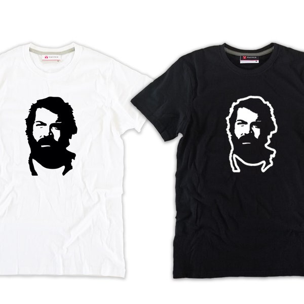 Bud Spencer T-Shirt aus ausgezeichneter weißer oder schwarzer Baumwollfolie mit Banana-Joe-Gesicht für Erwachsene und Kinder