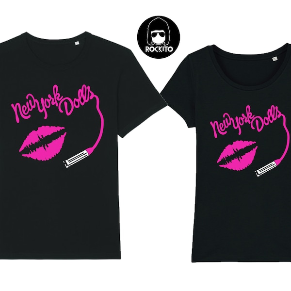 T-shirt NEW YORK DOLLS quality cotton nera uomo donna punk glam rock