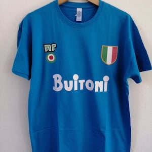 T-shirt MARADONA style vintage bouclier de football des années 80 100% coton 10 au dos