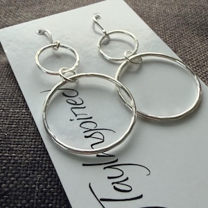 Örhängen i sterlingsilver med cirkelform - Minimalistiska hängande örhängen