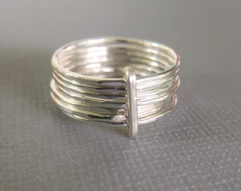 Handmade Hammered Sterling Silver Stacking Ring Set
