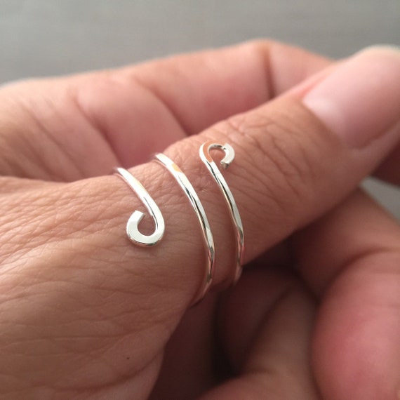 Sterling Silver Spiral Thumb Ring Adjustable Bypass Ring