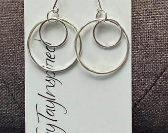Handmade Hammered Sterling Silver Dangle Earrings