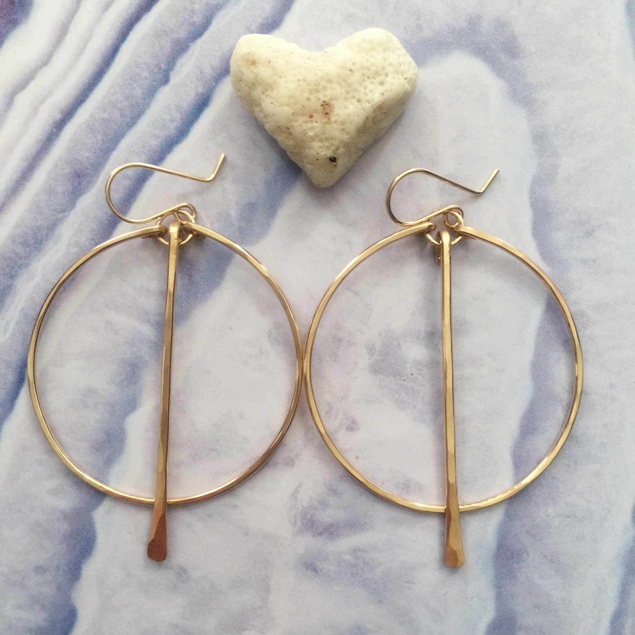 Gold Filled Dangle Drop Earrings Hoop Bar Earrings Hammered Etsy UK