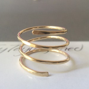 Gold Filled Spiral Statement Ring, Thumb Ring for Women, Thick Wrap Ring, Everyday Adjustable Ring, Modern Elegant Handmade Jewelry