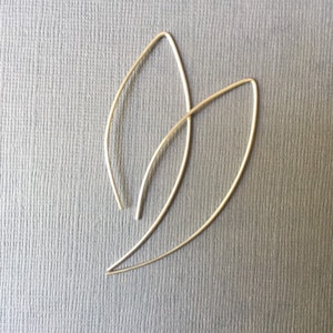 Sterling silver Threader Earrings, Modern Elegant Earrings, Simple Minimal Earrings, Pull Through Arch Wire Earring, Open Hoop Earrings