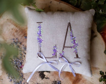 Cushion for wedding rings in LILAC AND TAUPE COLOR - 100% Made in Italy - Il Ricamificio