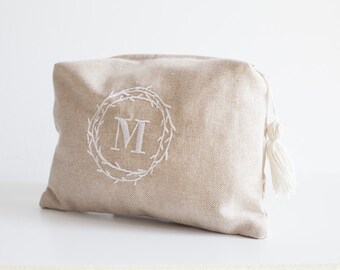 Handbag bag with initial external and secret message embroidered inside, gift for her-the Ricamificio