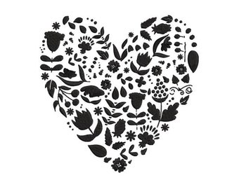 Embroidery file - Valentine's heart - Machine Embroidery File design -Flower heart embroidery -Valentine embroidery - Instant download
