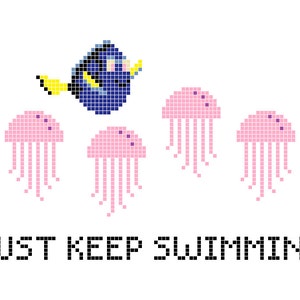 PATTERN Pixar Finding Nemo/Dory &quot;Just Keep Swimming&quot; Cross Stitch (PDF) -- Instant Download
