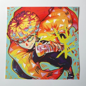 Demon Slayer Zenitsu Agatsuma 210mm x 210mm Square print