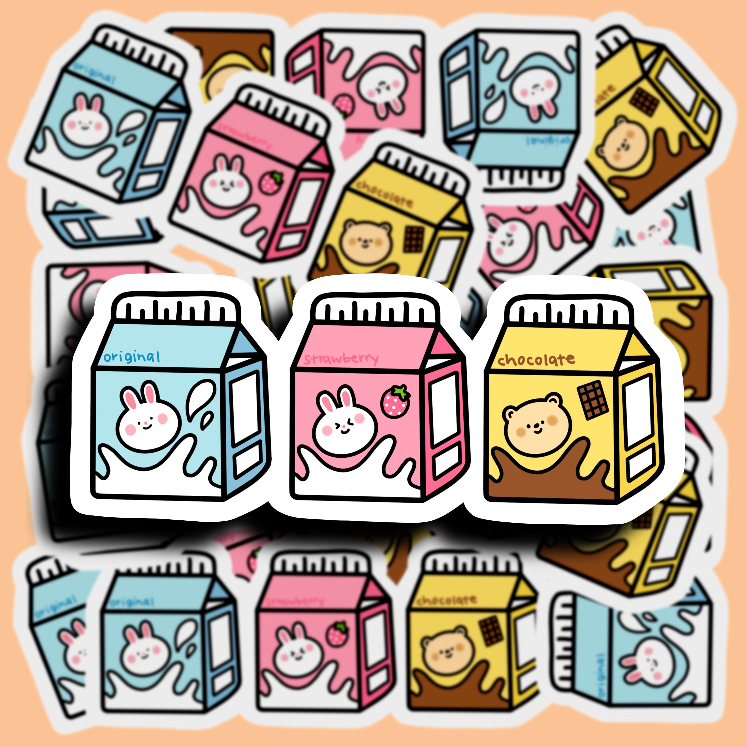 Kawaii Cute Flavored Milk Vinyl Sticker Strawberry and Etsy