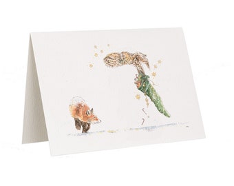 Fox and Owl Greetings or Christmas Card