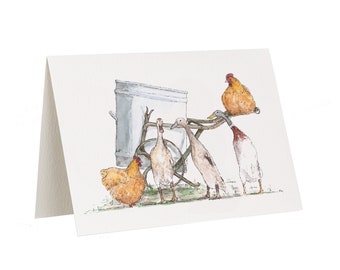 Hens and Ducks Greetings Card