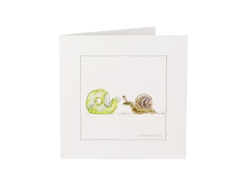 Humorous Snail Anniversary Card: English Countryside Watercolor