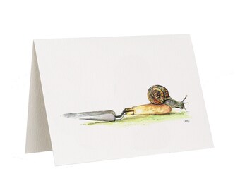 Snail and Trowel Greetings Card