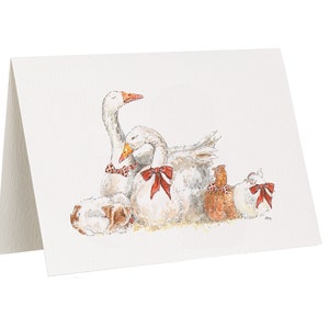 Auguri o biglietto di auguri di Natale con oche e terrier