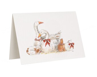 Geese & Terrier Greetings or Christmas Card
