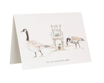 Tea On The South Lawn / Goose Greetings Card