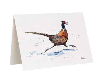 Running Pheasant Greetings Card