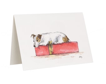 Sitting Jack Russell Greetings Card or Christmas Card